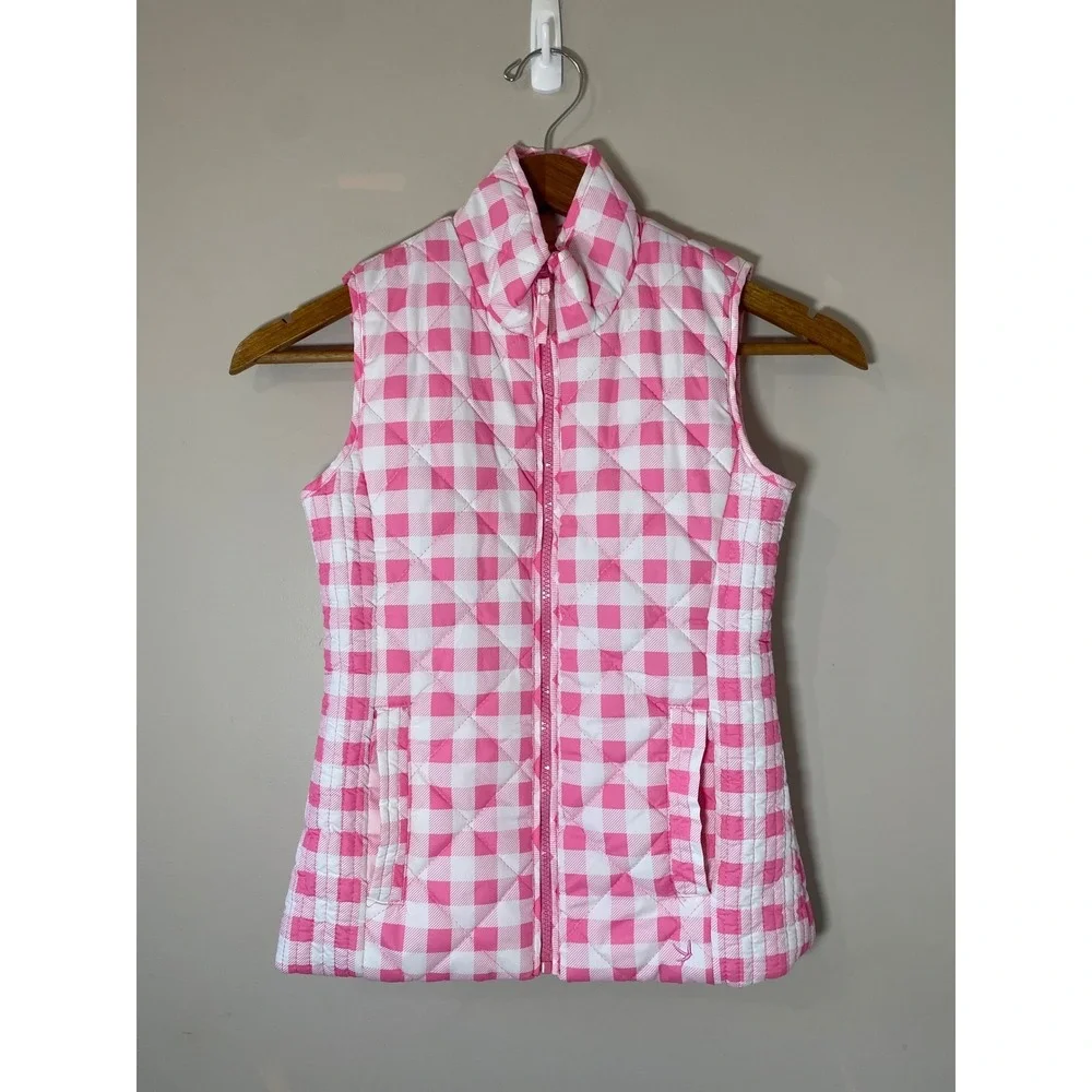 Young‎ Dimension Girls Pink White Gingham Quilted Puffer Vest Size 9-10 Preppy
